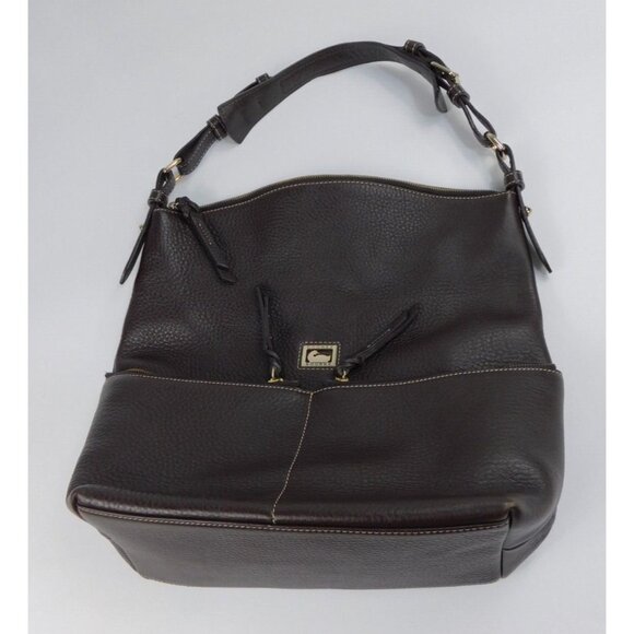 Dooney & Bourke DILLEN Pebbled Brown Leather Hobo Satchel Shoulder Bag AUTHENTIC